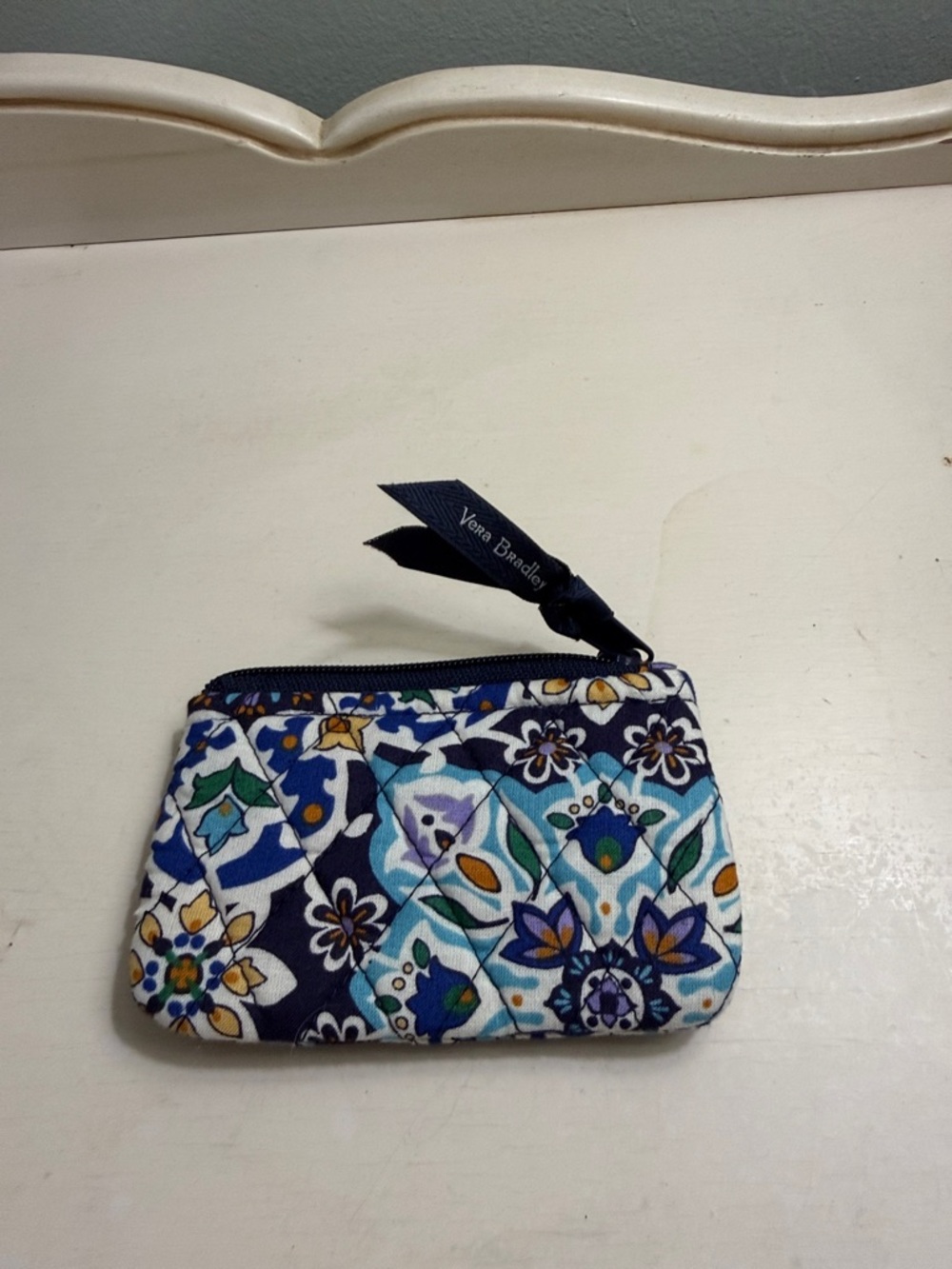 Vera Bradley Navy Blue Multi Floral Quilted Coin Pouch